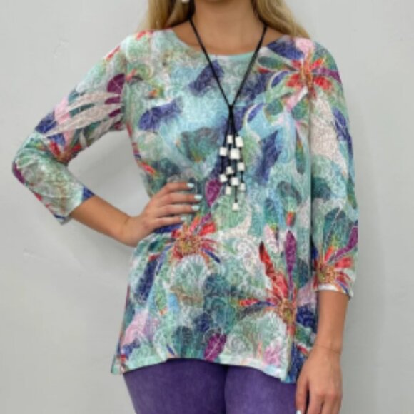 Katharina Marie Made‎ in USA Abstract Print Burnout Shirt/Tunic Medium - Picture 11 of 13